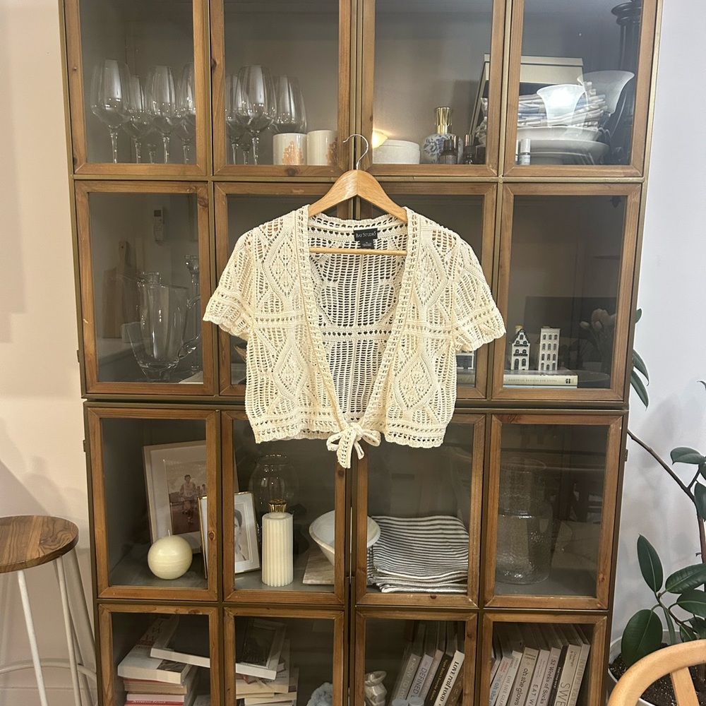 Vintage Cotton Crochet Tie-Front Top